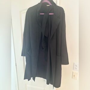 T Tahari Black Trench Coat with Notched Lapel